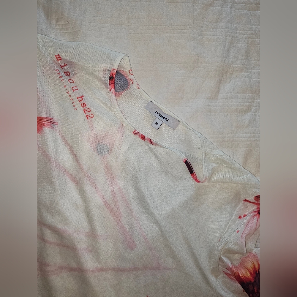 Miaou print mesh top